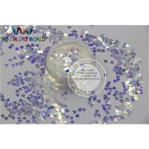 3MM size White with blue light shinning colors glitter Heart shapes amazing sparkles for Nail Art and DIY supplies1pack=50g