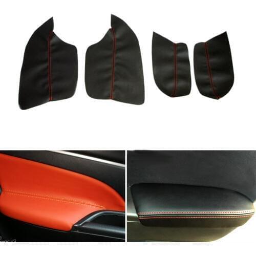 4PCS Car Interior Microfiber Leather Door Panel Armrest Cover Protective Trim For Mitsubishi ASX 2013 2014 2015 2016