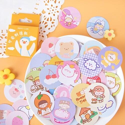 45pcs/Box Cute Animal Round Decorative Stickers Scrapbooking DIY Diary Album Doodle Stick Lable Stationery