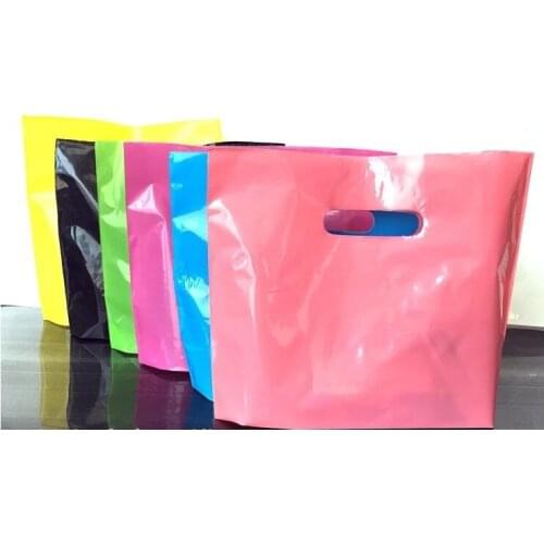 50pcs small large Jewelry gift Plastic Boutique Gift clothing Packaging Bag With Handles Printed logo(MOQ 300pcs) Wholesale