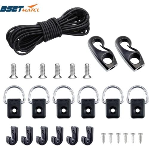 Kayak Deck Rigging Kit Bungee Cord Ends Hooks Fishing D-Ring J-Hooks for Kayak Boat Canoe Outfitting Fishing Camping Accessories