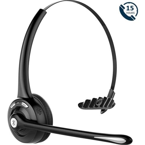Wireless Bluetooth Headphones with Mic 13H Talking Time CVC 6.0 Noise Cancel Headsets for VOIP,Driver, Call Center,Skype,Office