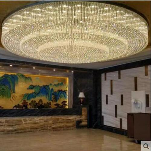 Large hotel engineering crystal ceiling lamp custom round living room hotel hall hall lighting sales department sand table lamp