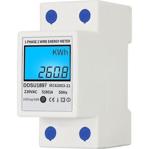 Digital Electric Energy Meter Single Phase DIN Rail Electricity Meter One Phase Two Wire Multifunction Electrical Meter Tools