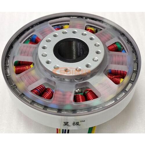 Haoji 300W Disc Brushless DC Motor 27N30P Hollow Shaft Flat Direct Drive Motor with Hall Sensor