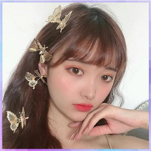 Girls Moving Butterfly Hairpin for Women Metal Headpiece Barrettes Lovely Hollow Out Bow Duckbill Clip Hold Hair Accessories