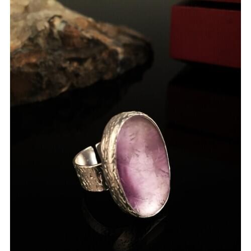 Dr Stone Natural Stone Women 'S Amethyst Stone Silver Plated Ring XKRB25 372884532