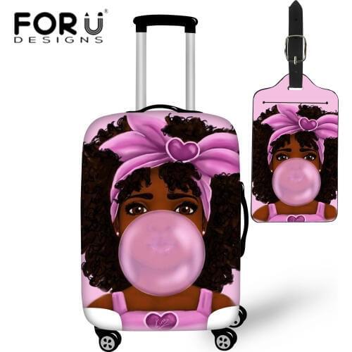 FORUDESIGNS Elastic Luggage Covers for Suitcase Black Art African Girls Baggage Protective Women Travel Accessories 18-30 Inch