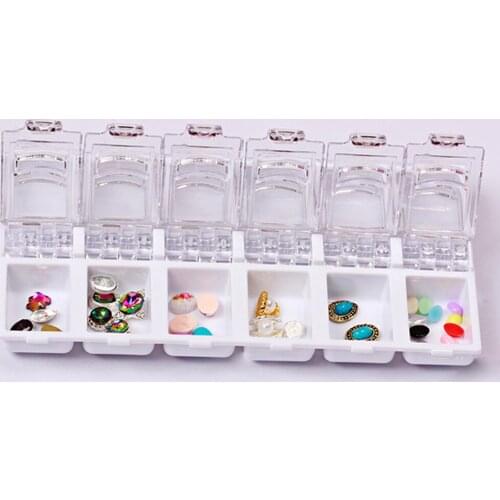Hot Sale 1PC Clear Plastic 12 Grid Nail Art Rhinestone Empty Storage Box Jewelry Beads Display Storage Box Refillable Bottles