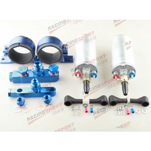 Twin B-osch 044 Fuel Pump Billet Bracket Clamp Assembly Kit Aluminum Blue