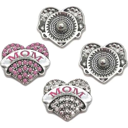 Mom w372 3D 18mm 30mm Crystal metal snap button for Bracelet Necklace Interchangeable Jewelry Women accessorie findings