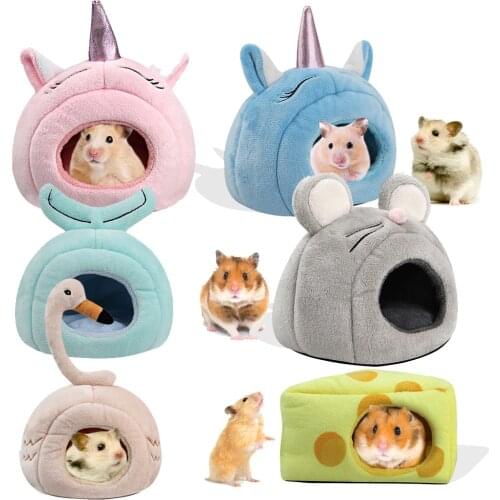 Kawaii Hamster Unicorn Yurt House Cage Tent Tiny Rat Soft Bed Mat House Small Pet Chinchilla Guinea Pig Mouse Cave Shelter