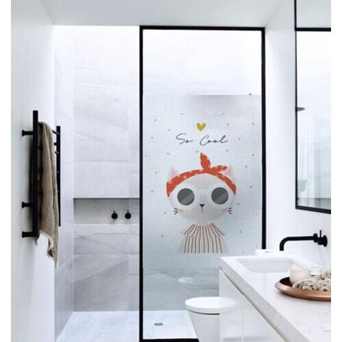 Cartoon Frosted Privacy Window Film Stained Glass Film Transfer Vinyl Window Stickers Glass Stickers Shower Door Film No Glue