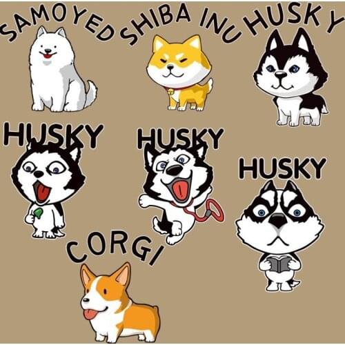 Cartoon Dog Husky Samoyed Patch For Clothes DIY Iron On Transfer Print On T-shirt Dresses A-level Washable Heat Press Appliques
