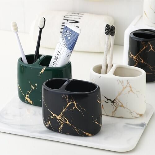 Nordic Ins Popular Light Luxury Bathroom Organizer Ceramic Toothbrush Holder Storage Toothbrush Cup ванная аксессуары