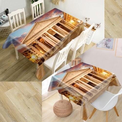 ShunQian New Ancient Rome Tablecloth 3D Oxford Fabric Square/Rectangular Dust-proof Table Cover For Party Home Decor TV Covers