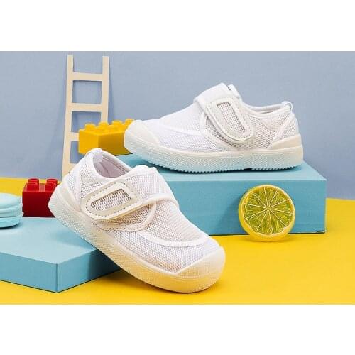 2021 new childrens canvas shoes baby kindergarten indoor fashion sports shoes net shoes kids’small white shoes