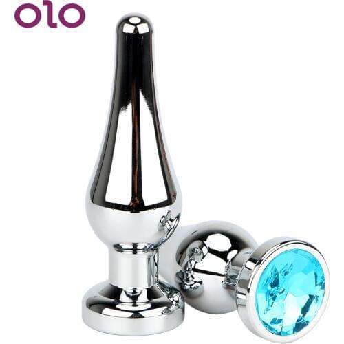 OLO Stainless Steel Metal Anal Plugs With Diamond Butt Plug Sex Toys for Women and Men Masturbation Prostate Massage