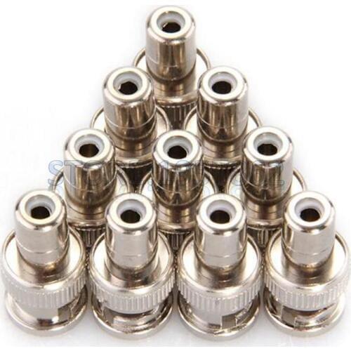 Plug to bnc Male Jack Adaptor Coax Connector CCTV Camera 10pcs