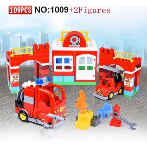 City Fire Station Fire Boat Firemen Big Particles Building Blocks Big Size Bricks Education Toys Gift For Children Kids Toys