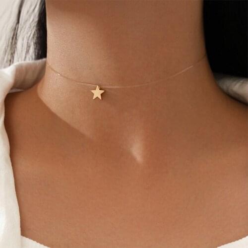 Simple Design Transparent Line Star Pendant Necklace Charming Wedding Party Choker Accessories Creative Jewelry Girl Gift