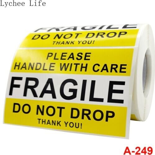 Lychee Life 2.5X4inch Self Adhesive Fragile Stickers Handle With Care Thank You Warning Labels Scrapbooking Paper Crafts