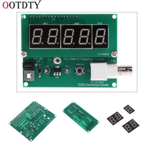 OOTDTY 1Hz-75MHz Frequency Counter 7V-9V 50mA DIY Kit Cymometer Module Tester Meter