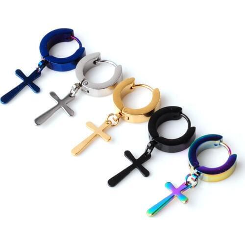 1PC Trendy Surgical Steel Cross Segment Tragus Fake Septum Nose Rings Stud Helix Piercing Body Jewelry Women Earrings