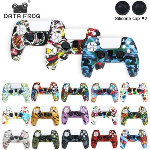 Data Frog Water Transfer Silicone Case Cover for Sony Playstation 5 Controller Gel Rubber Case for PS5 Gamepad Accessorie