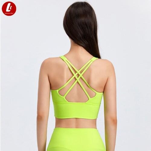 LULUBANANA HI CLOUD Cross Strap Longline Yoga Workout Sport Bras Top Women Padded Naked Feel Gym Fitness Bras Crop Top Brassiere