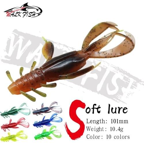 WALK FISH 3PCS Silicone shrimp Bait Fishing Lures Soft Lures Crazy Flapper 10.1cm 10.4g Carp Bass Bait Swimbait Pesca Fishing