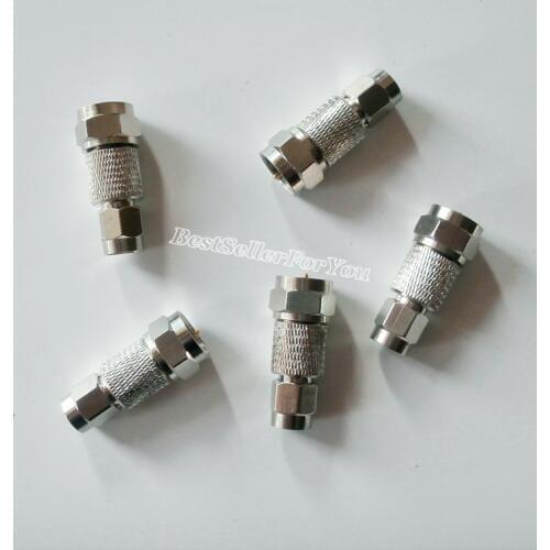 1Pcs F male plug to SMA male plug Straight Adapter coaxial RF Connector Converter Nickle Plated