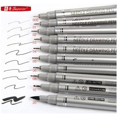 Superior 10Pcs/Set Micron Pen Needle Tip Fine Liner Drawing Sketch Manga Anime Brush Marker Fine Colour
