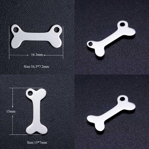 10pcs/lot Bone for Pet Dog DIY Jewelry Charms Wholesale 100% Stainless Steel Charm for Necklace Making AAAAA Quality Pendant