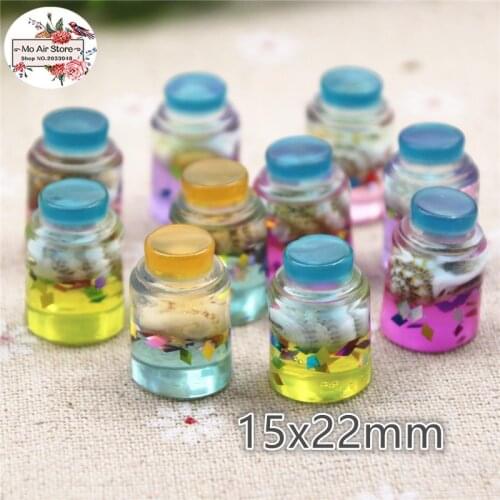 10pcs 15x22mm 3D drifting bottle Resin Flat back Cabochon miniature craft Art Supply Decoration Charm Craft