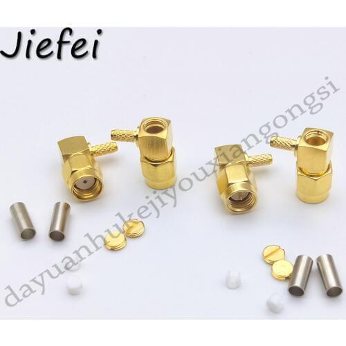 100-500 PCS SMA / RP-SMA Male Plug 90 Degree Crimp RG174 RG316 LMR100 Cable Right Angle RF Coaxial Connector