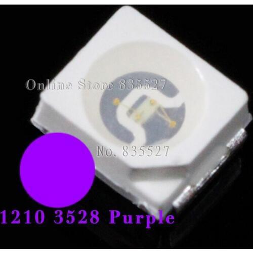 1000PCS/LOT SMD 1210 3528 lamp beads led super bright led light beads purple 0.06W 100-300mcd 3.0-3.2V