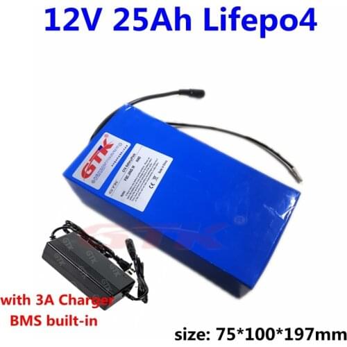 12V 25Ah lifepo4 battery pack12v lifepo4 battery pack for backup power bank solar panel 12v battery pack 12.8V+3A Charger