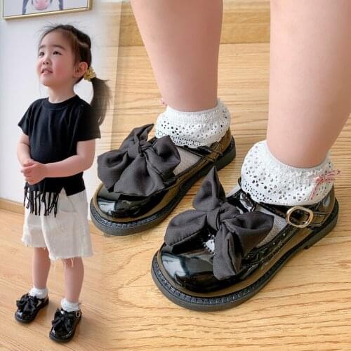 2021 Fashion Bow Girl Dress Shoes For Kids Princess Party Shoes ChildrenS Dance Little Girls Leather Shoes 3 5 7 8 9 11 12 Year