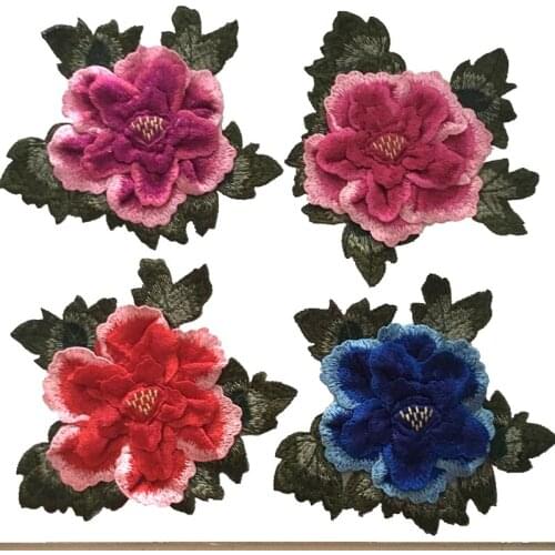 21 x 18 cm 3D Peony Flower Embroideried Applique for Clothes Coat DIY Decoration Floral Embroidery Sew on Patches 4 Colors
