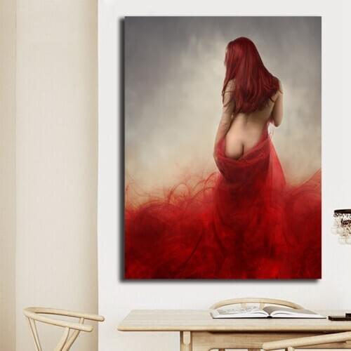 5D full Diamond Painting Woman In Red Sexy Erotic Nude diy Diamond Embroidery Diamond Picture Home bedroom Decoration
