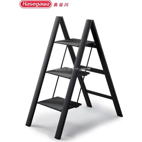Aluminum Alloy Ladder Ultra Thin Household Folding Ladder Widened Miter Ladder Shooting Stool Black Sj-5-8
