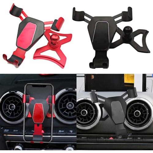 Aluminium Alloy Car Phone Holder Car Air Vent Gravity Linkage Phone Holder Auto Lock Car Mobile Phone Stand For Audi A3 S3