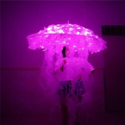 BC22 Ballroom dancer stage wears led costumes luminous dj singer dress led Jellyfish glowing umbrella party bar model show cloth