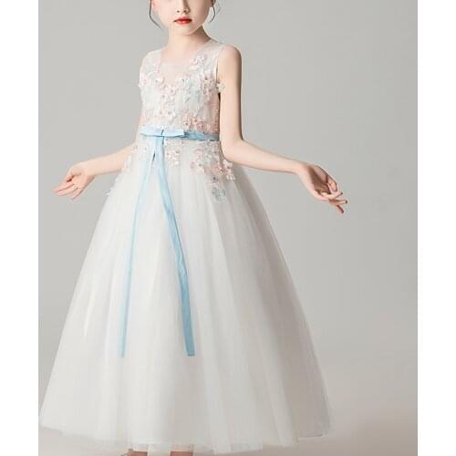 Kids Dresses For Girls Wedding Party For 3-14 Frock Flower Bow Gown Princess Evening Summer Childrens Long Dress CK2995