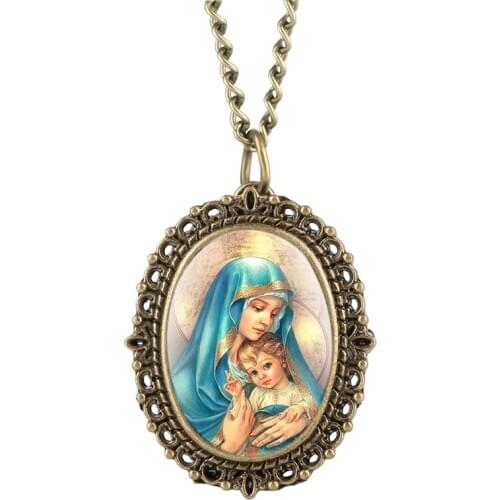 Virgin Marys Embrace of Children Quartz Pocket Watch Retro for Ladies Pocket Watches Arabic Digital Gift for Pocket Watch