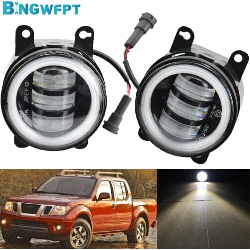 DRL For Nissan Frontier 2005-2015 (2011-2015 must have metal bumper) LED 12V Fog Lights Angel Eye Fog Lamp Assembly