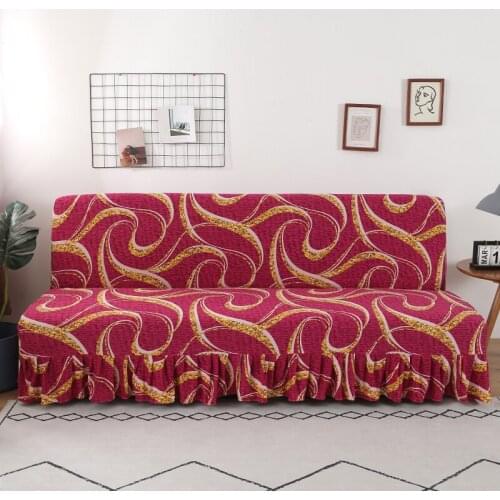 Elastic Folding Sofa Bed Cover Without Armrest Red Stripe Jacquard Sofa Seat Slipcover for Home Couch Cover Furniture Protector