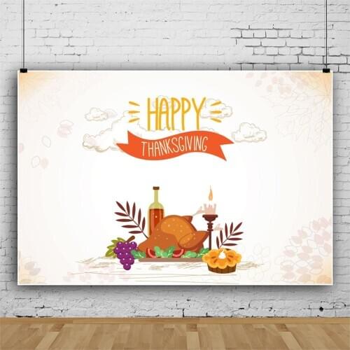 Delicious Turkey and Happy Thanksgiving Photography Background Baby Shower Celebration Photo Booth Studio Decor