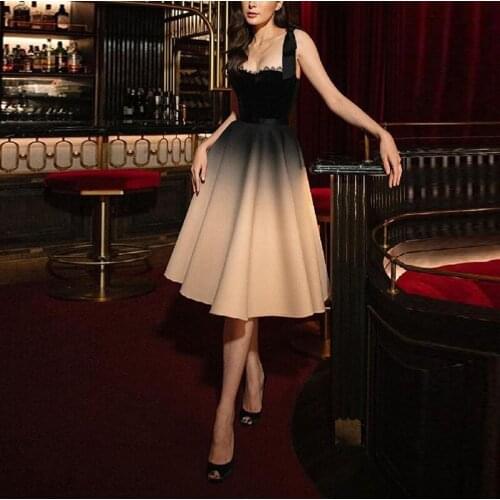 Gradient Print Cottagecore Sleeveless Strap Midi Dresses Party Club Sexy Backless Elegant A line Dress Women Vestidos